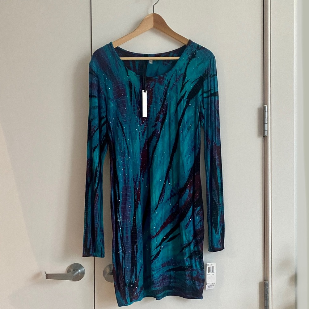 Buffalo Blue and Purple Tie Dyed Sequin Shirt